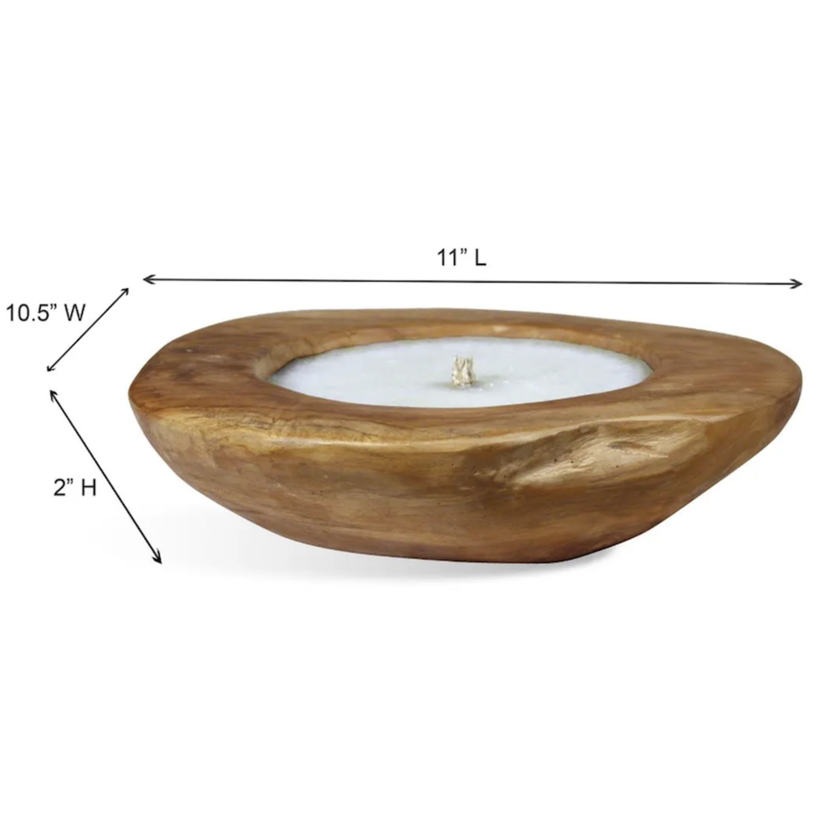Outside The Box 11" Natural Teak Root Bowl & Candle