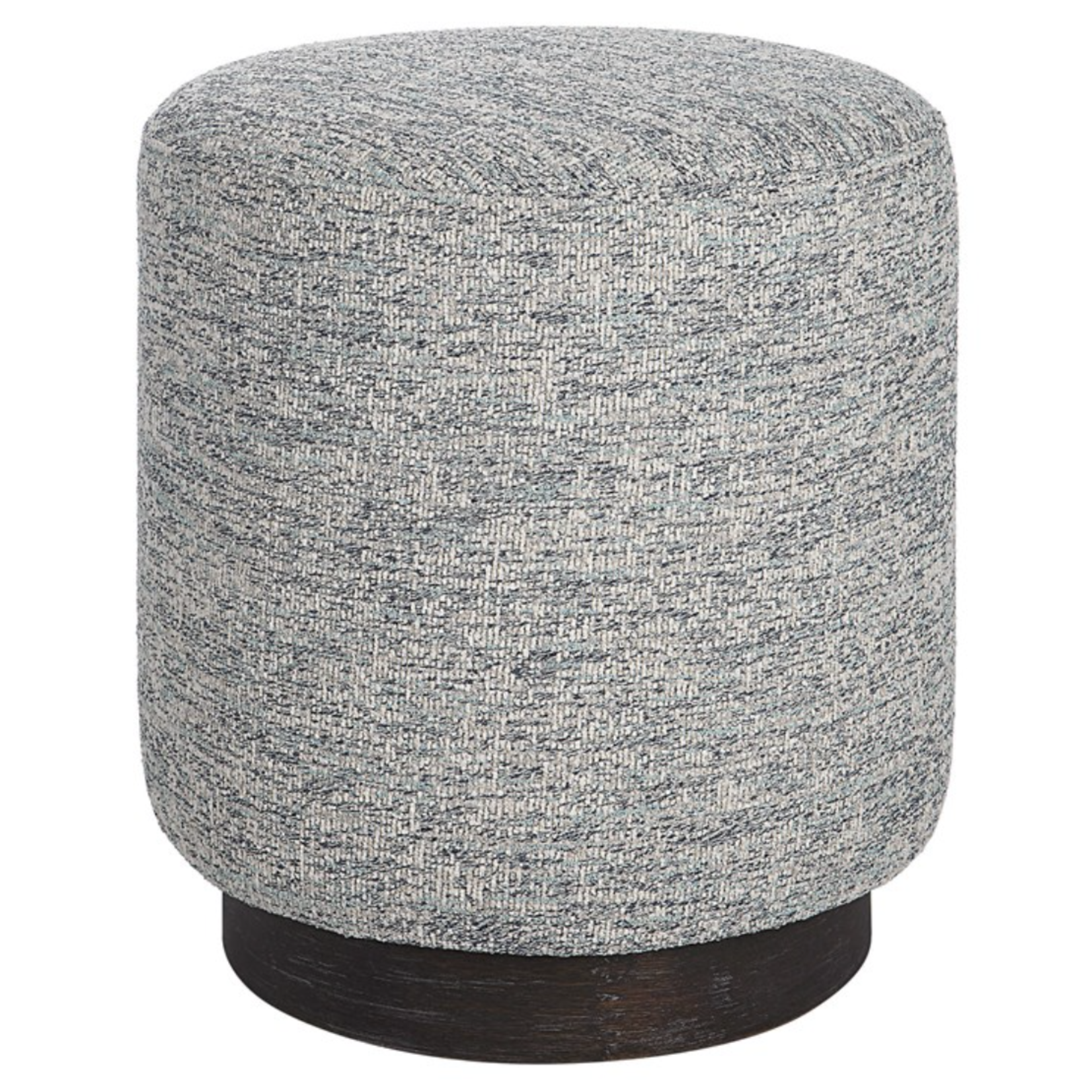 Outside The Box 16x18 Avila Blue & White Tweed With Oak Base Ottoman