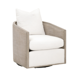 Outside The Box McGuire Snow Performance Boucle & Gray Oak / Cane Swivel Club Chair