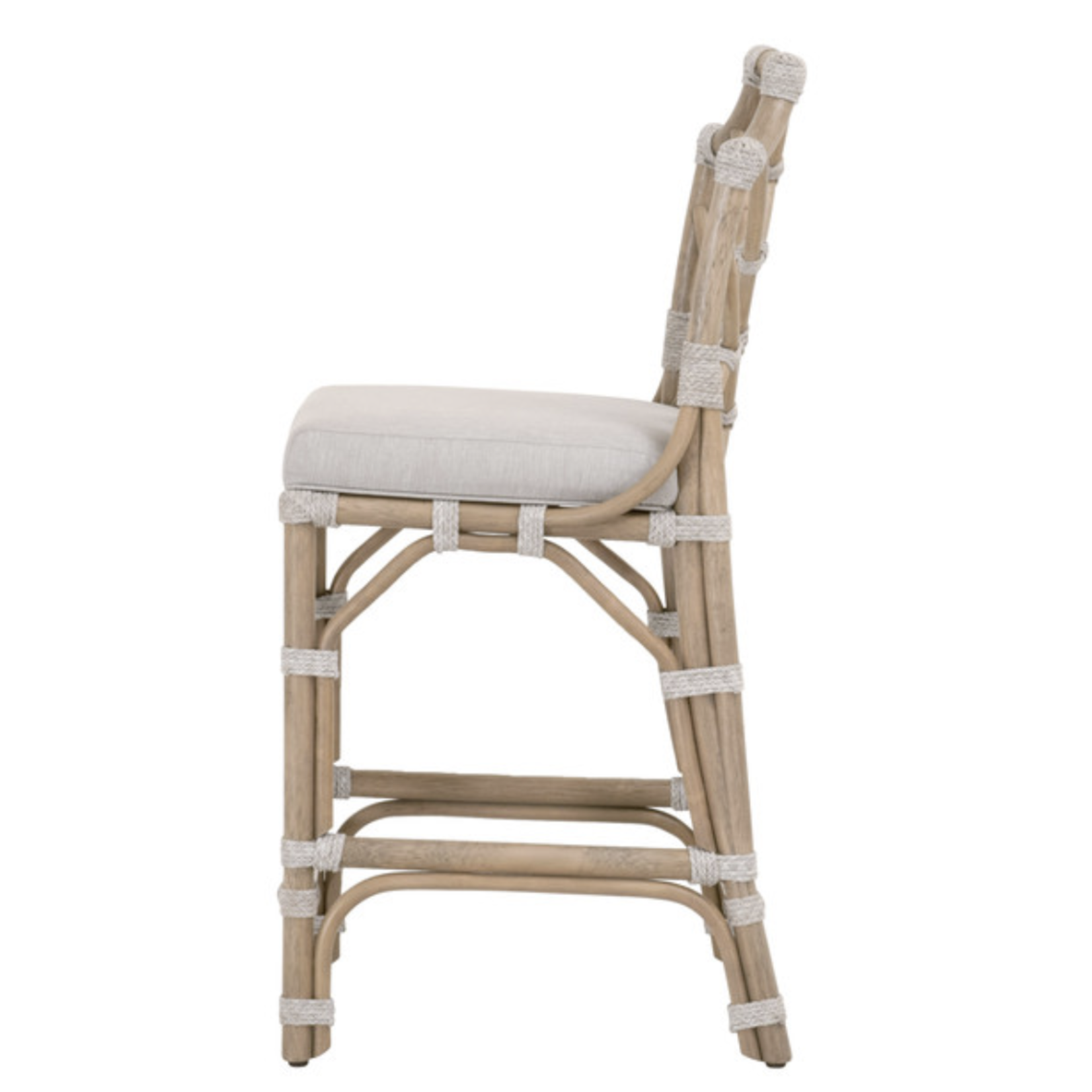 Outside The Box Bayview Rattan Woven Taupe Rope Coastal Counter Stool