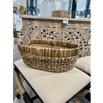 Outside The Box 19" Water Hyacinth Hand-woven Basket W/ Stainless Steel Handles