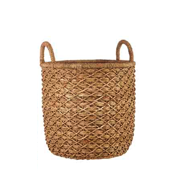 20" Handwoven Water Hyacinth Basket With Handles Outside the Box Palm