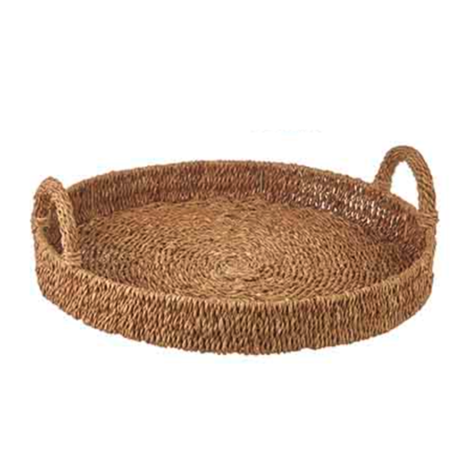 Outside The Box 22" Natural Seagrass & Rattan Round Handled Trays