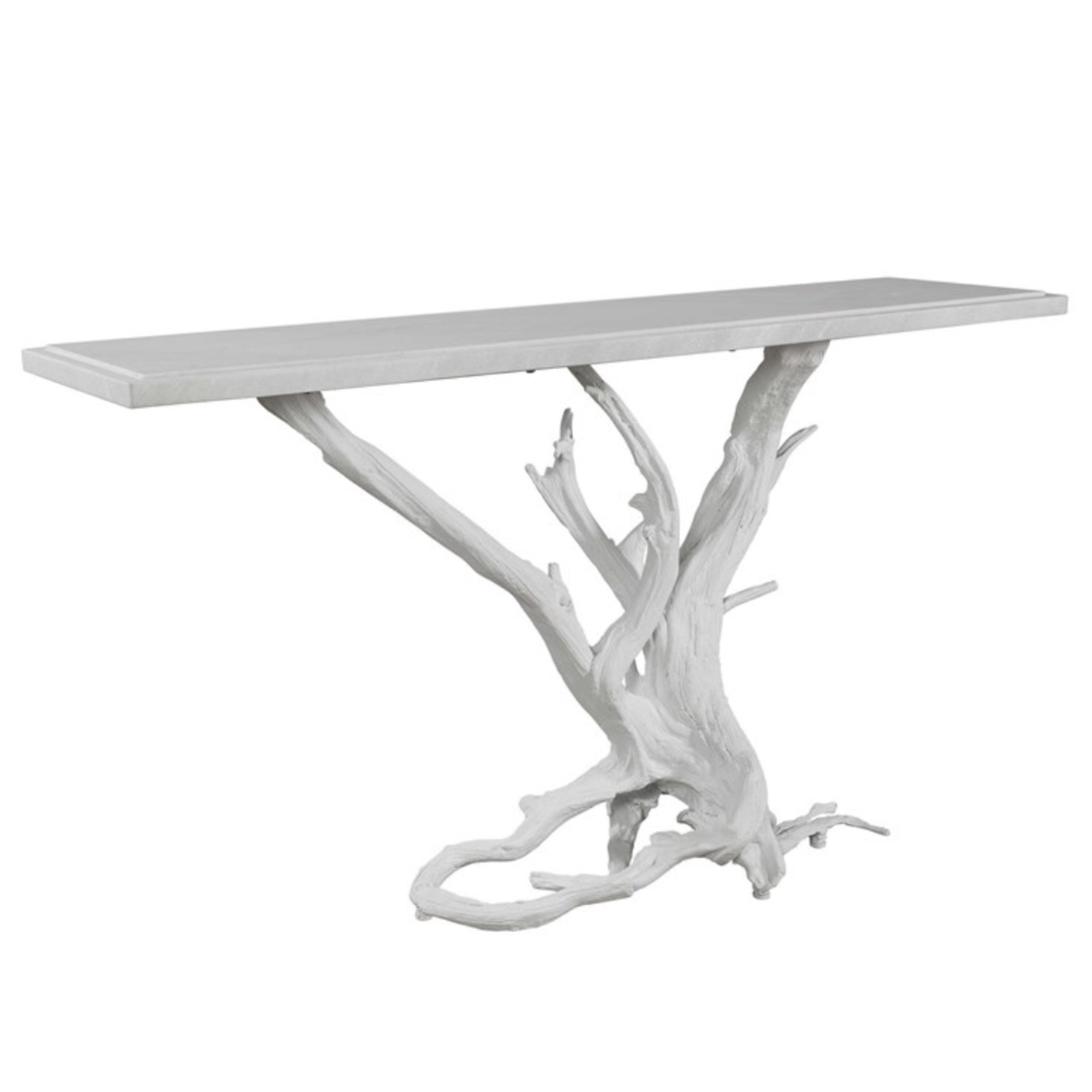 Outside The Box 60x16x35 Big Sur Real Driftwood Matte White Console Table