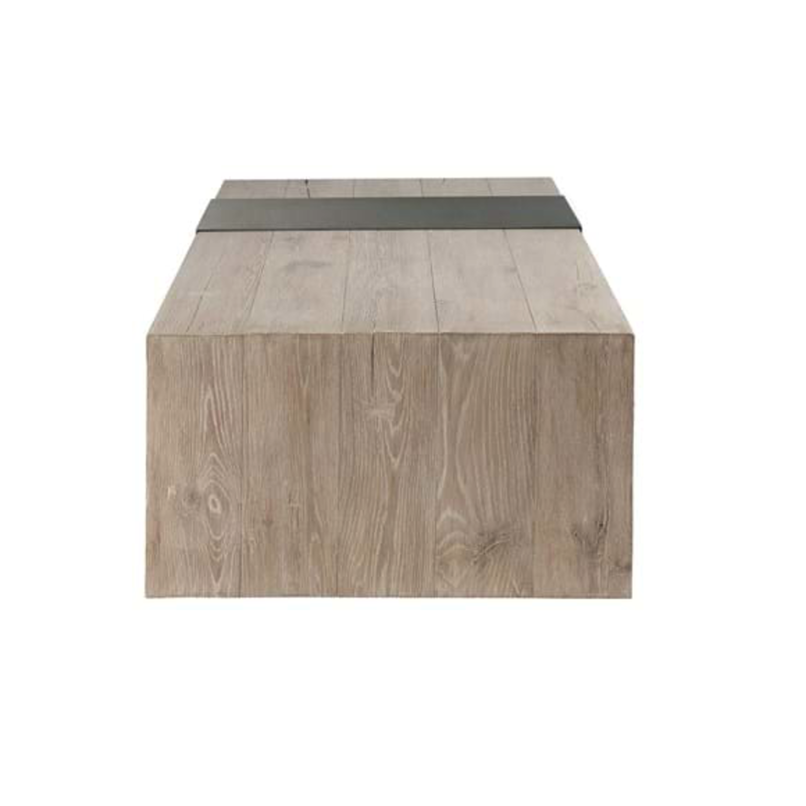 Outside The Box 62x32x18 Danica White Washed Reclaimed Oak Iron Strap Coffee Table