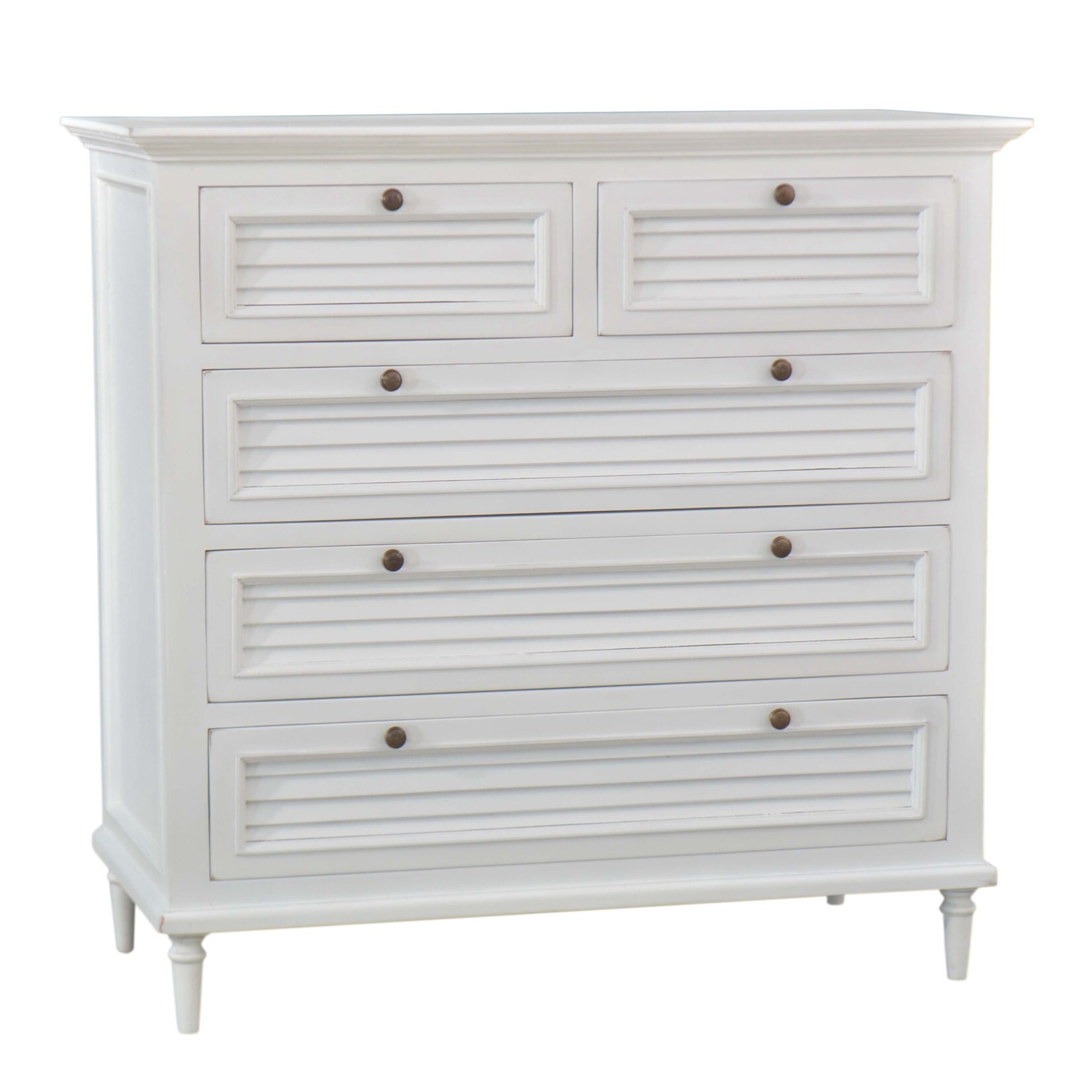 Outside The Box 45x22x42 Summerville Solid Mahogany 5 Drawer Dresser In Distressed White