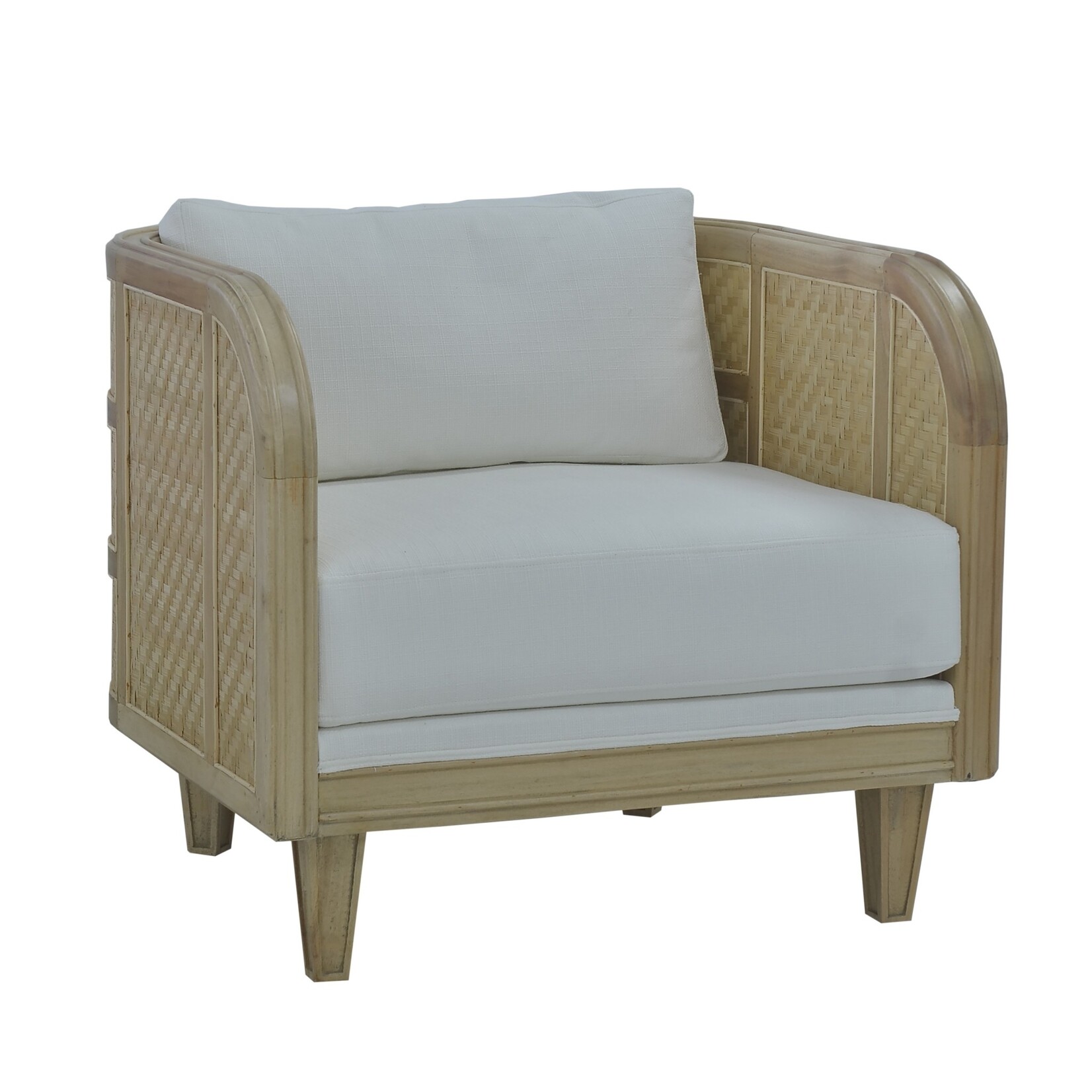 Outside The Box Lexington Mahogany & Bamboo White Live-Smart Performance Club Chair In Fruitwood