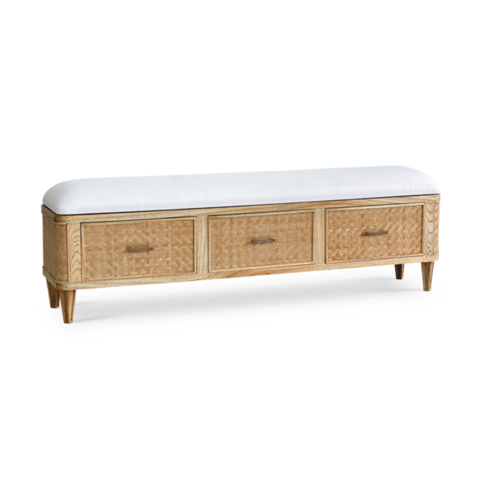 Outside The Box 71x15x20 Lexington Mindi Fruitwood & Bamboo White Live-Smart Performance Bench