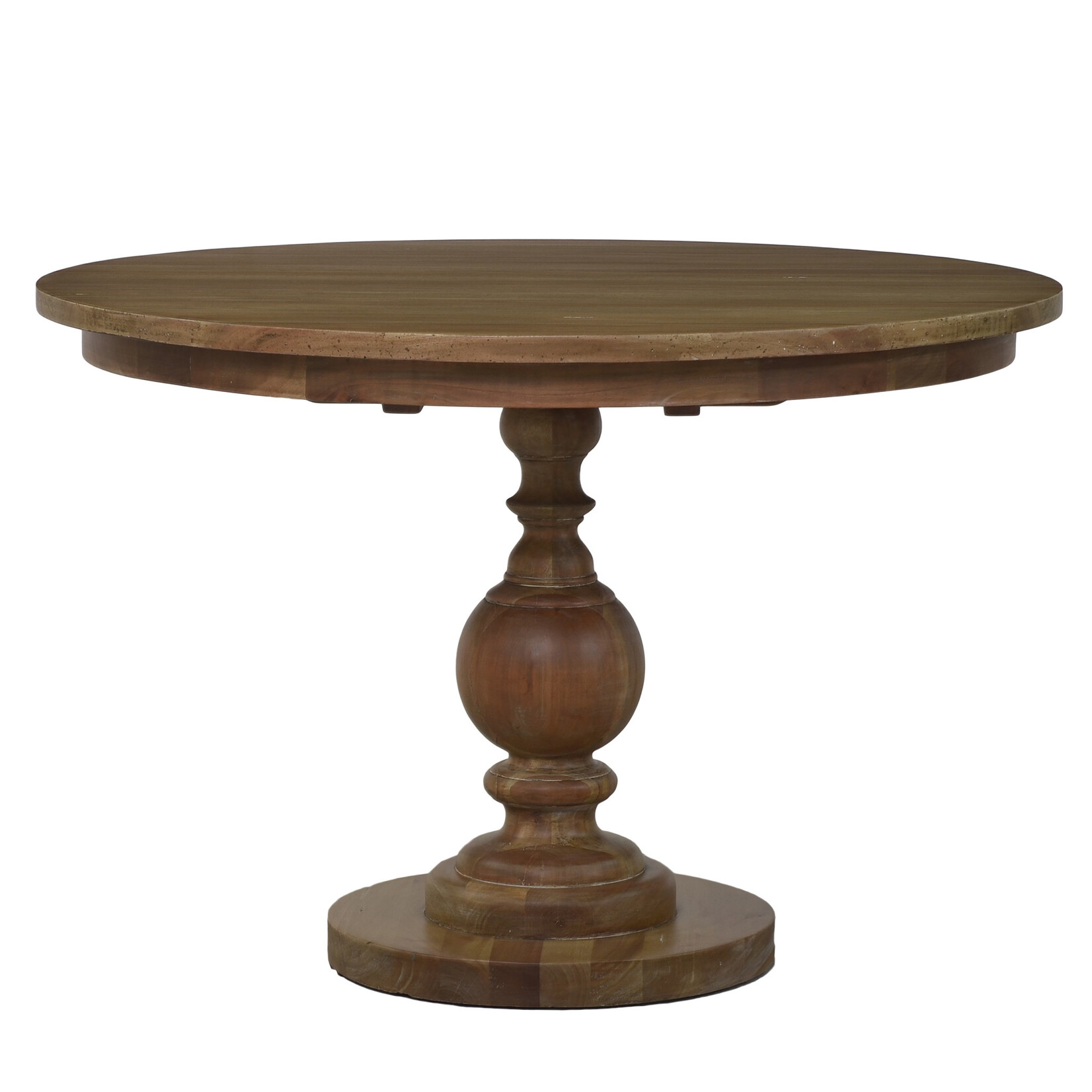 Outside The Box 48" Goucho Mahogany Round Trestle Dining Table In Antique White Cloud