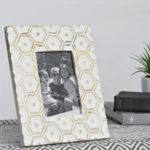 Outside The Box 4x6 Honeycomb White & Yellow Carved Wood Photo Frame