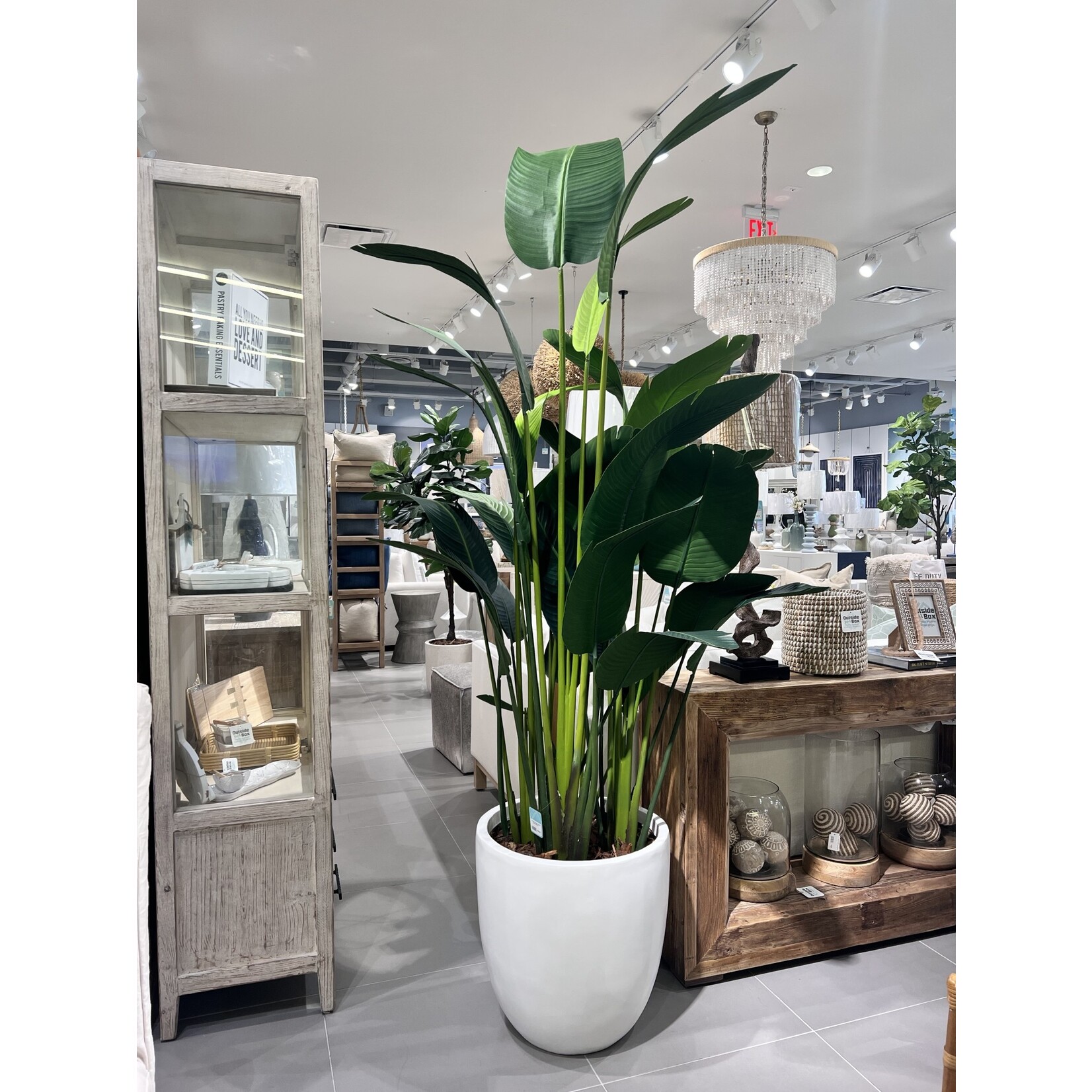 Outside The Box 7' 5" Deluxe Travelers Palm Silk Plant in White Pot