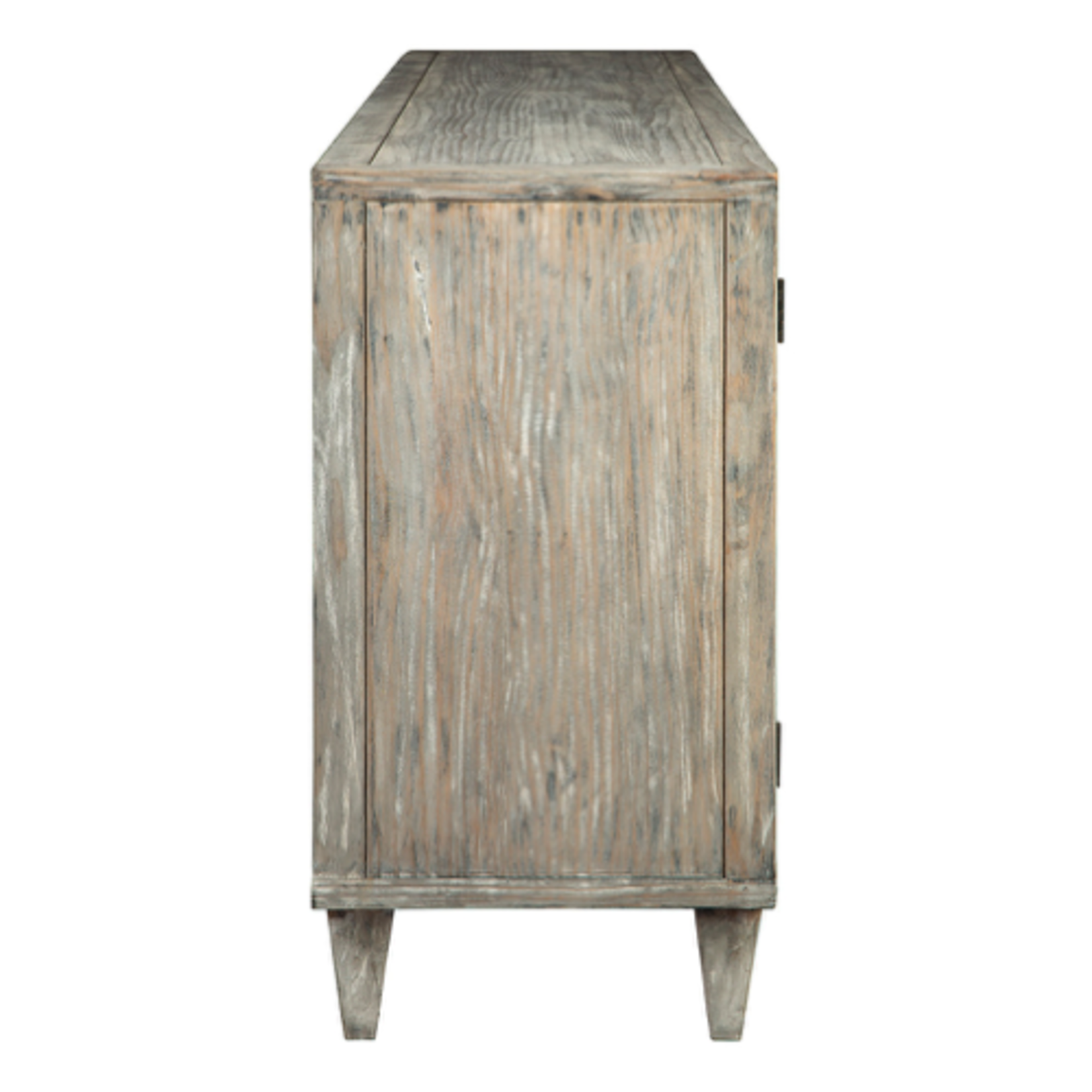 Outside The Box 79x18x35 Emory Gray Reclaimed Elm 4 Door Sideboard