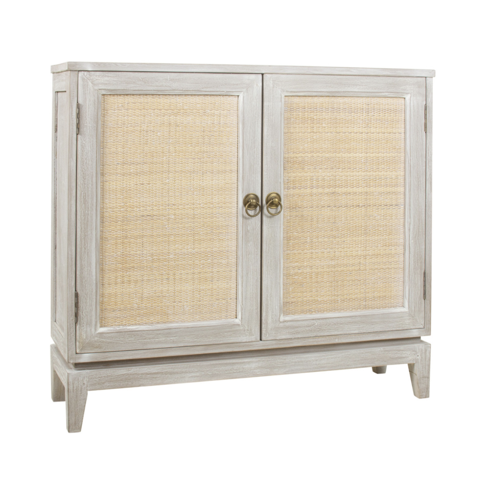 Outside The Box 40x11x36 Stacey White Washed Track 2 Door Cabinet Sideboard