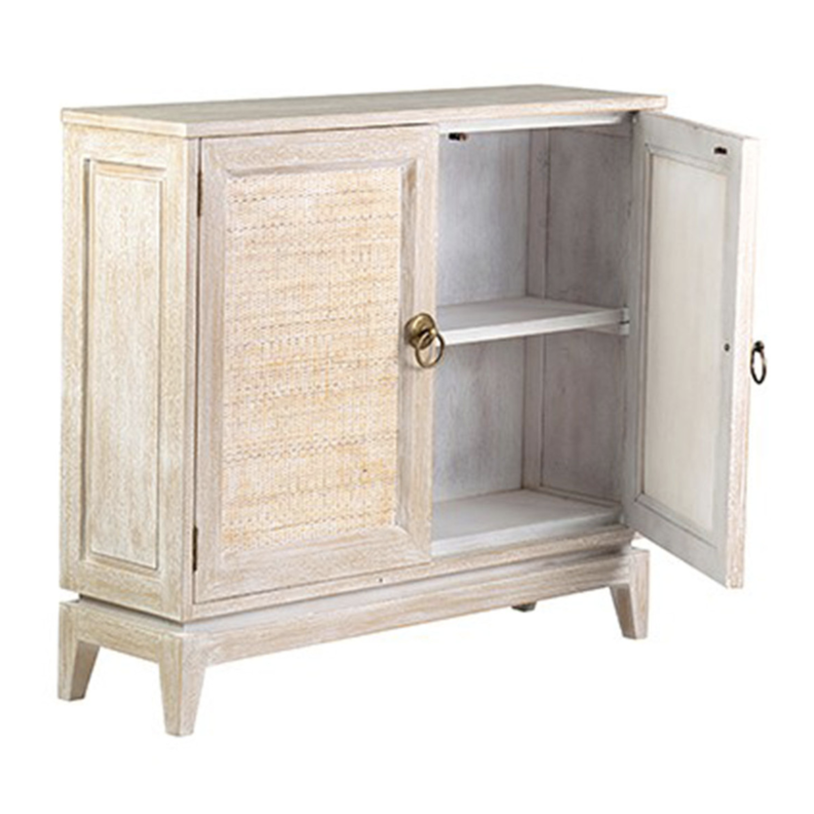 Outside The Box 40x11x36 Stacey White Washed Track 2 Door Cabinet Sideboard
