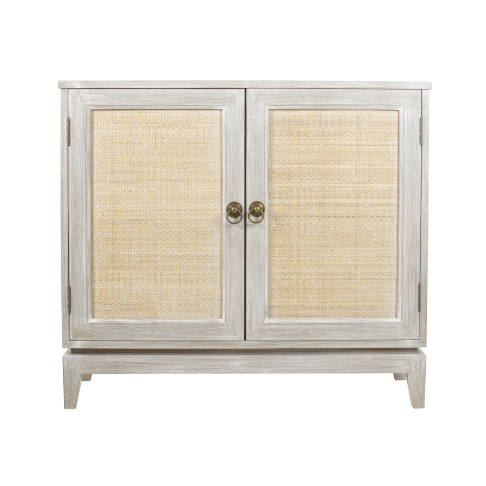 Outside The Box 40x11x36 Stacey White Washed Track 2 Door Cabinet Sideboard