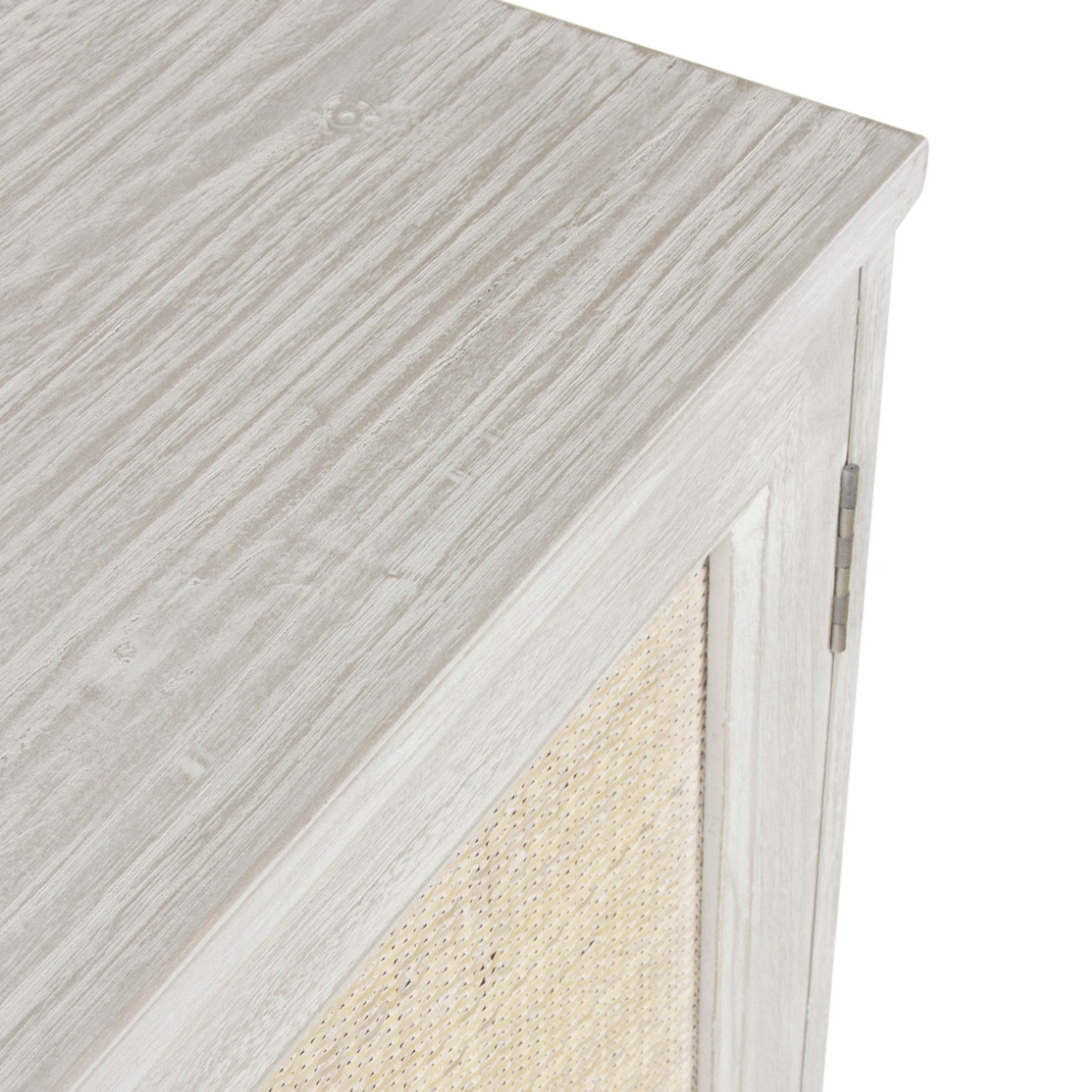 Outside The Box 40x11x36 Stacey White Washed Slim 2 Door Cabinet Sideboard
