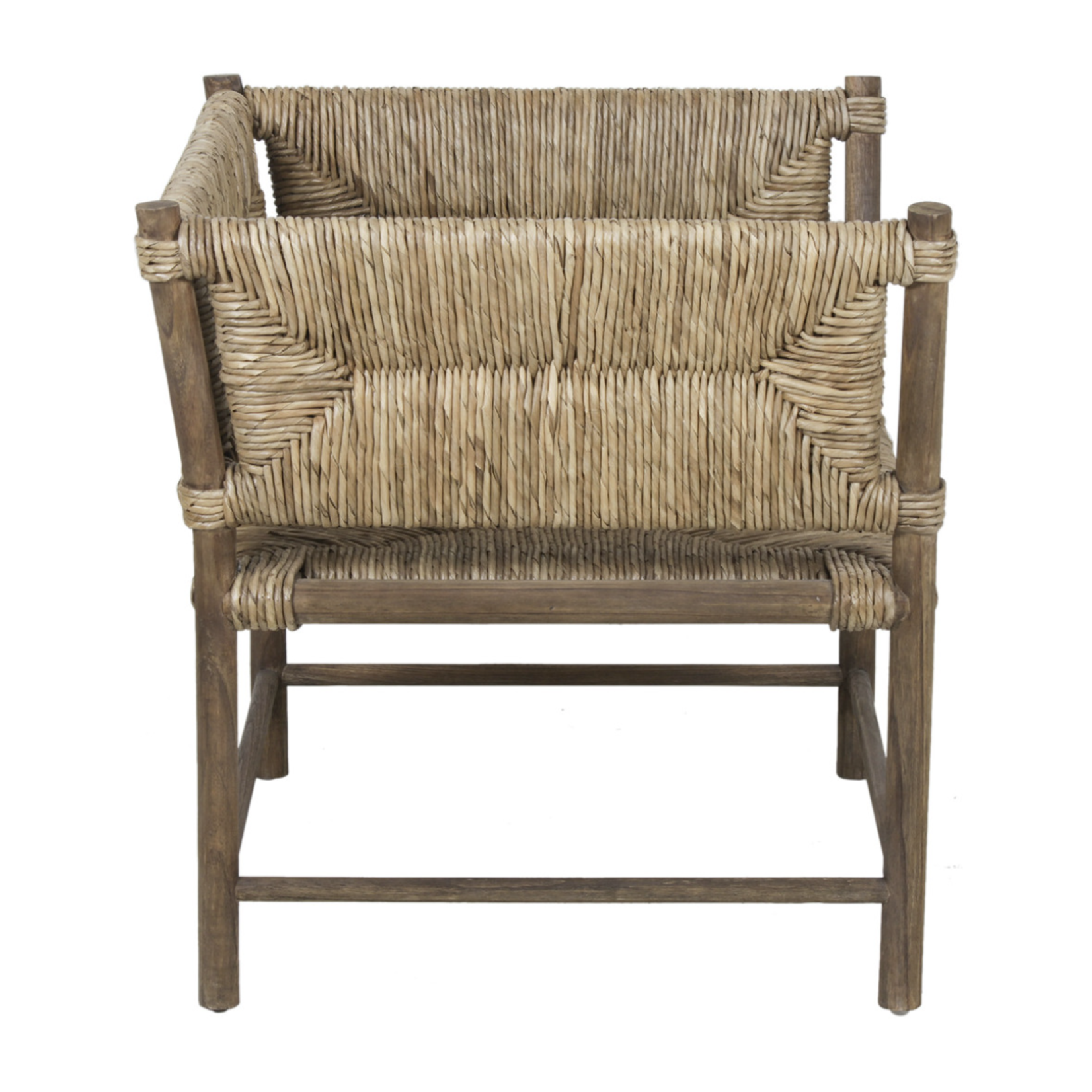 Outside The Box Wide Woven Seagrass & Mindi Wood Occasional Chair