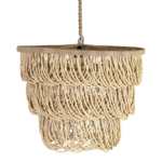 Outside The Box 20" Rene Natural Wood Bead Tiered Chandelier