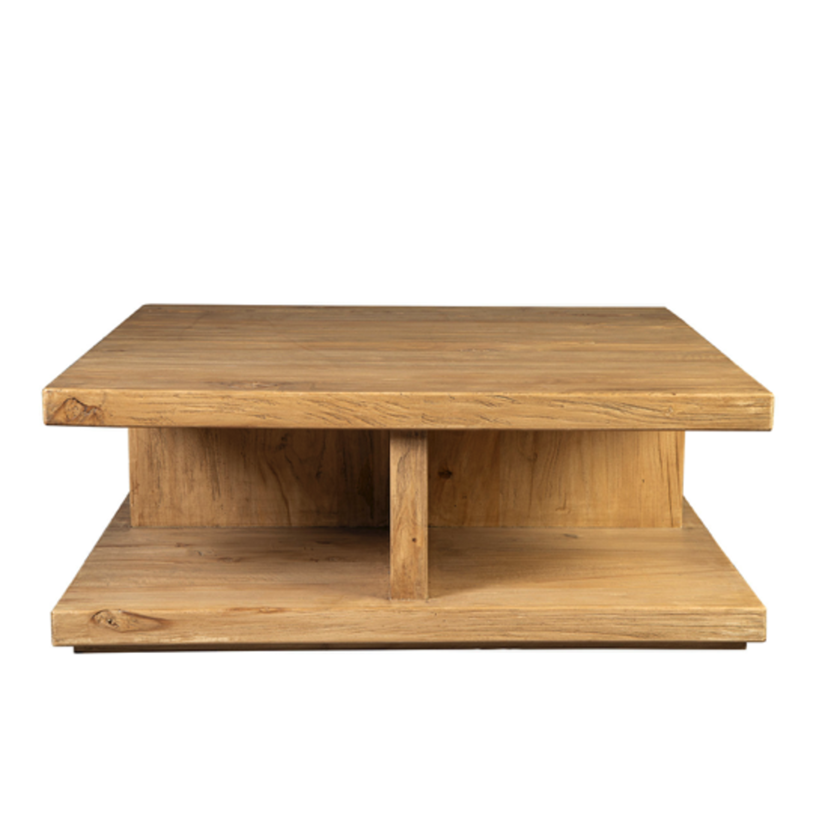 Outside The Box 48x48x18 Bridges Solid Reclaimed Elm Wood Coffee Table