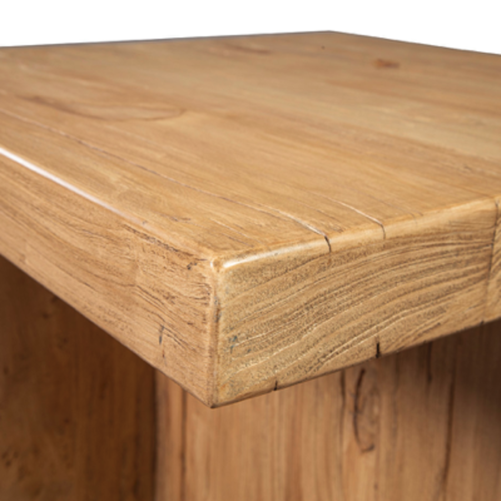 Outside The Box 24x24x24 Bridges Solid Reclaimed Elm Wood End Table