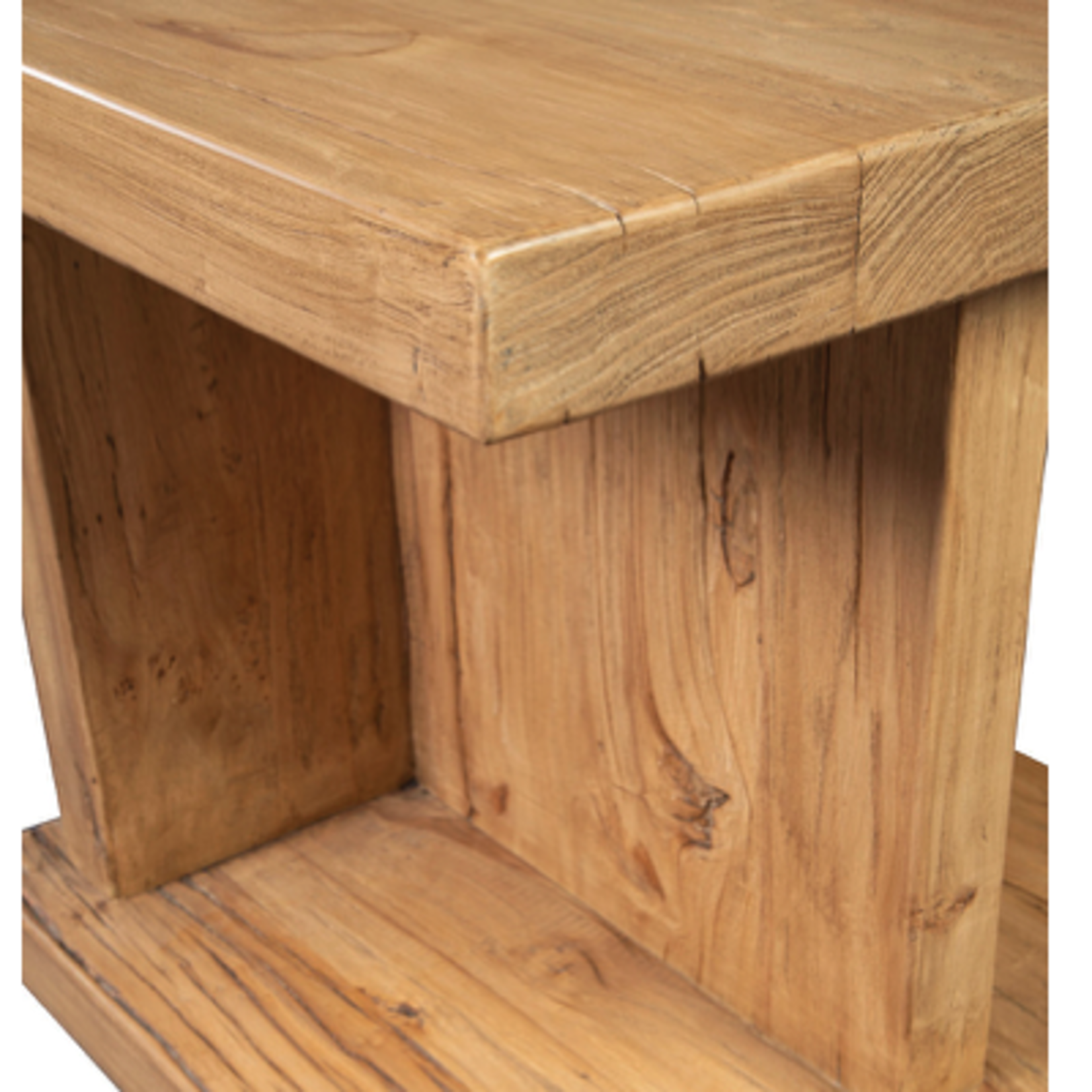 Outside The Box 24x24x24 Bridges Solid Reclaimed Elm Wood End Table