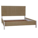 Outside The Box 80x85x56 Abaca Woven Rope & Mahogany King Bed In White