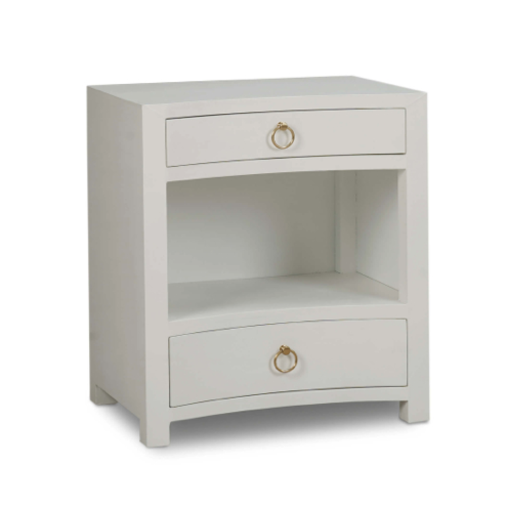 Outside The Box 25x18x28 Set Of 2 Morning Linen Wrapped Mahogany 2 Drawer Nightstand In White - FTRW (QS)