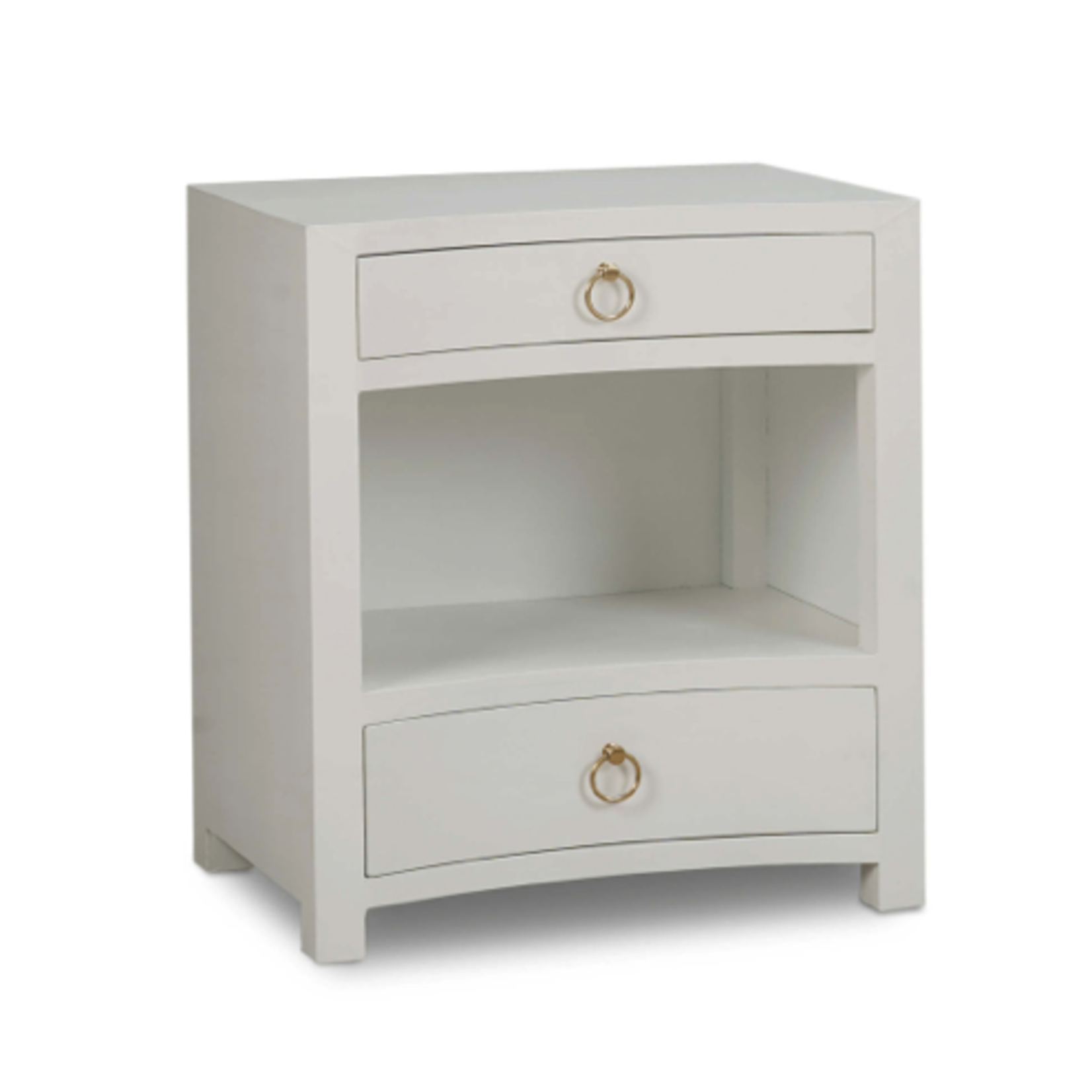 Outside The Box 25x18x28 Set Of 2 Morning White Linen Wrapped Mahogany 2 Drawer Nightstand