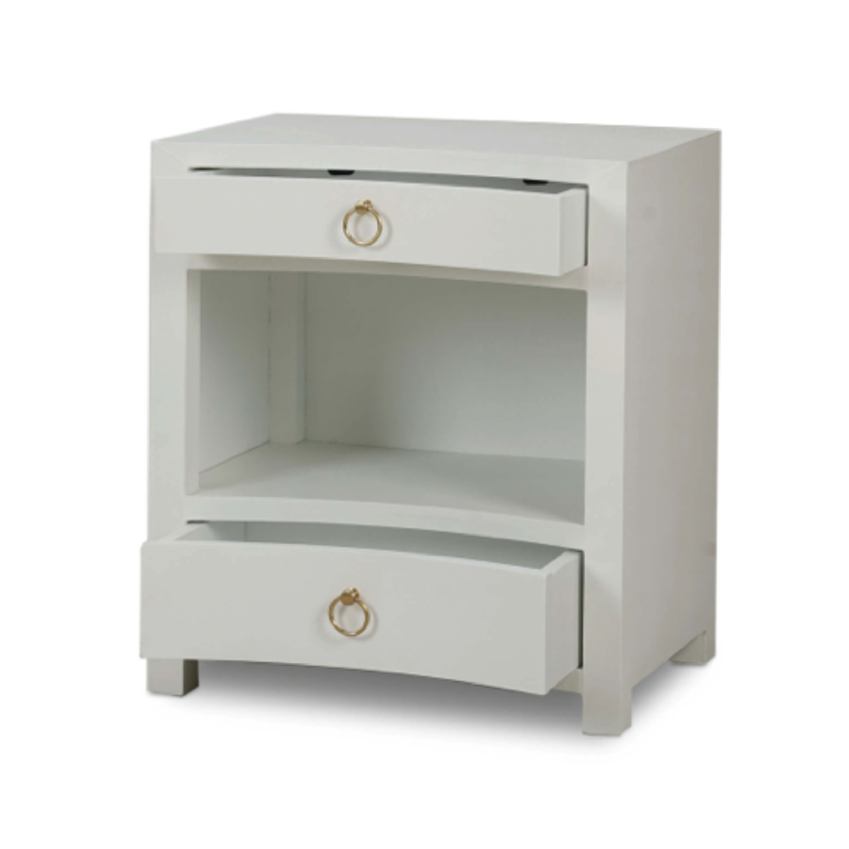 Outside The Box 25x18x28 Set Of 2 Morning White Linen Wrapped Mahogany 2 Drawer Nightstand