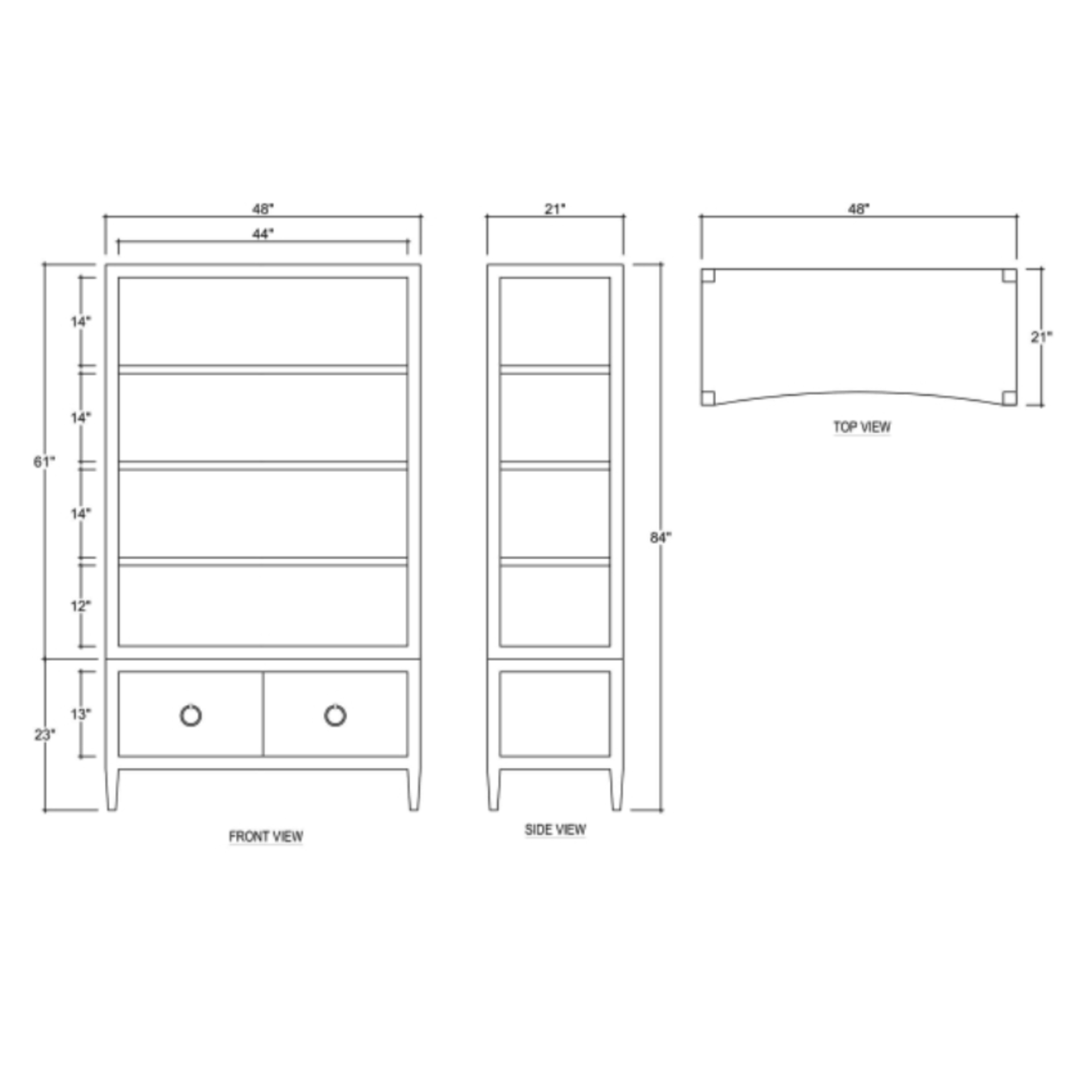 Outside The Box 48x21x82 Westminster White Linen Wrapped Concave Shelving Unit In Ice Gray