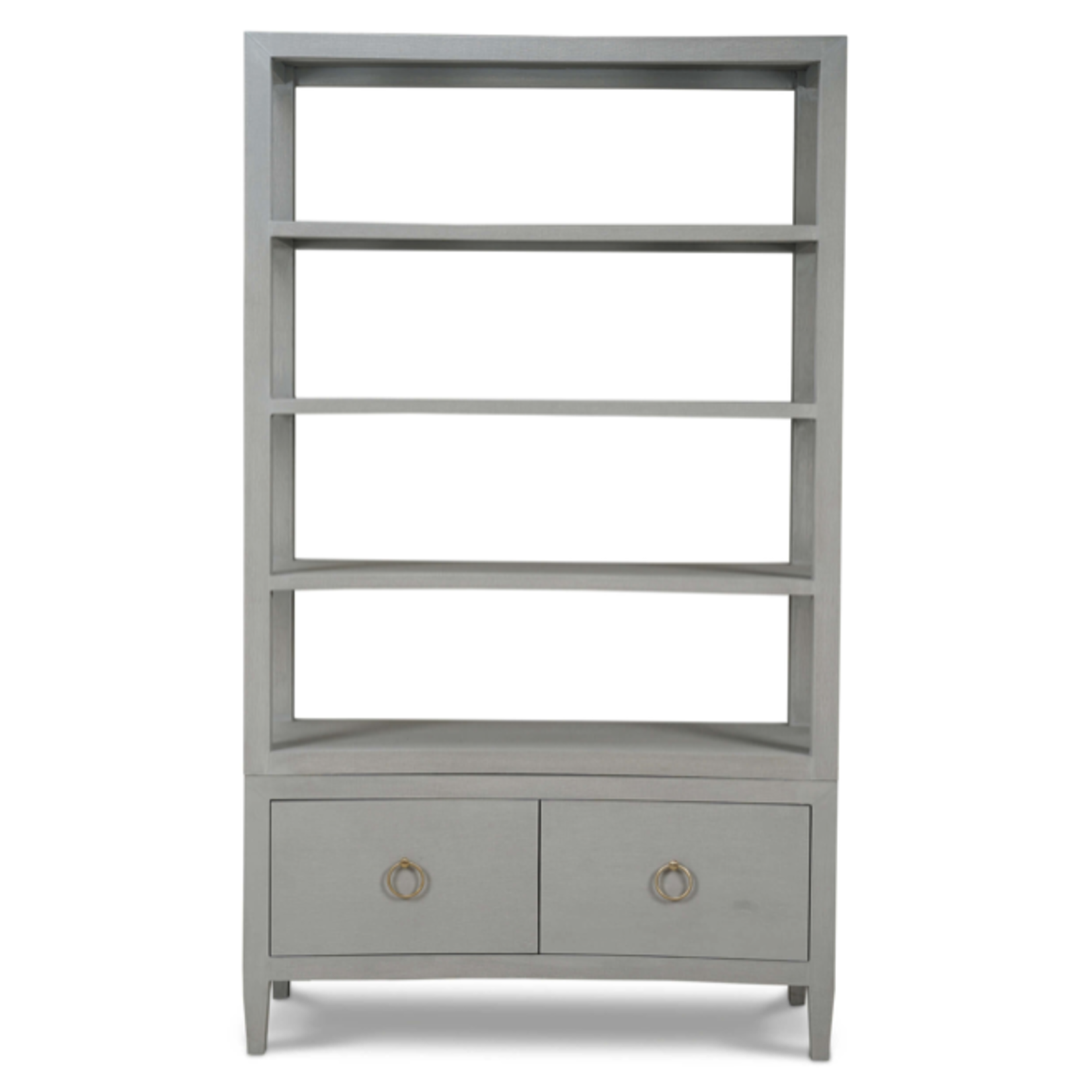 Outside The Box 48x21x82 Westminster White Linen Wrapped Concave Shelving Unit In Ice Gray