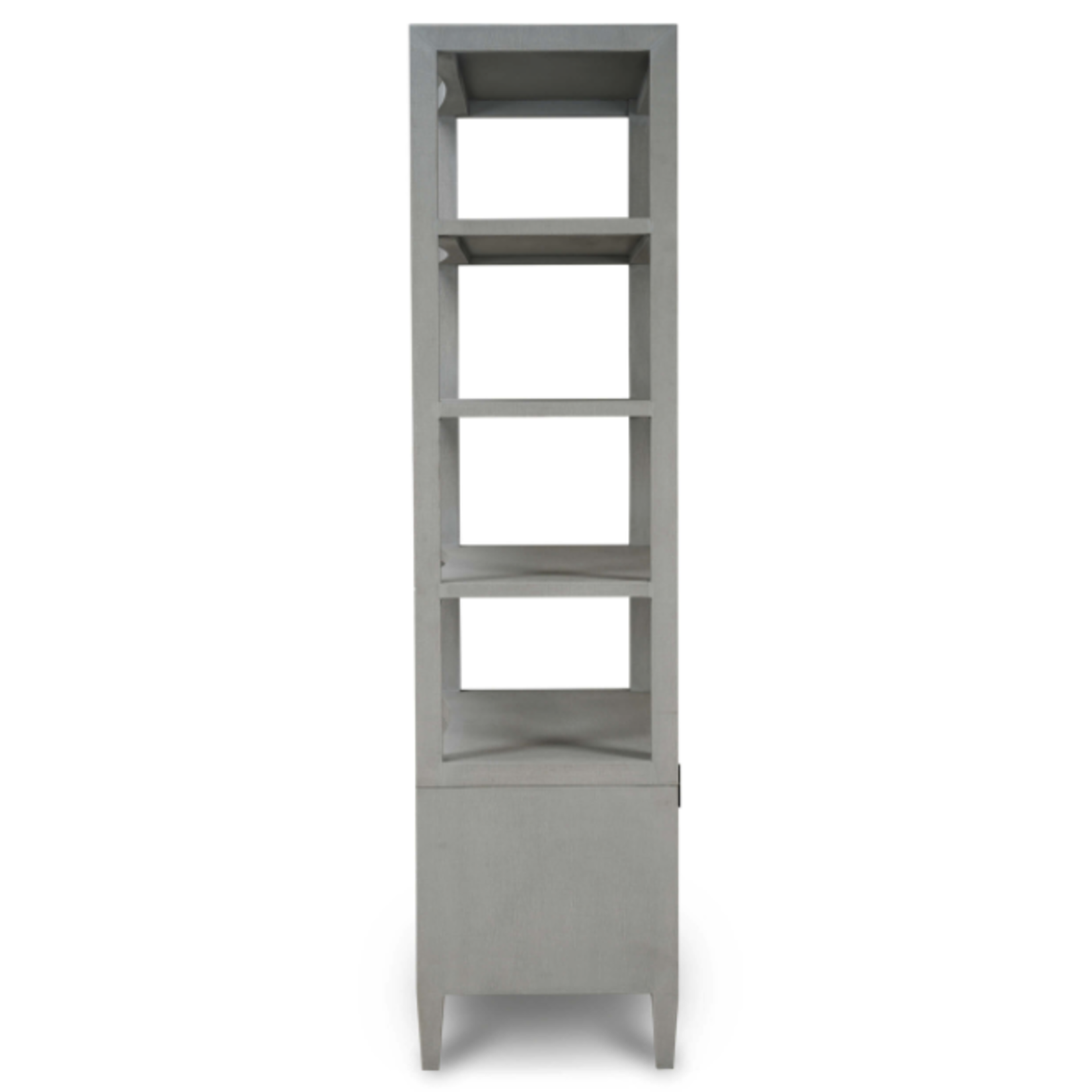 Outside The Box 48x21x82 Westminster White Linen Wrapped Concave Shelving Unit In Ice Gray