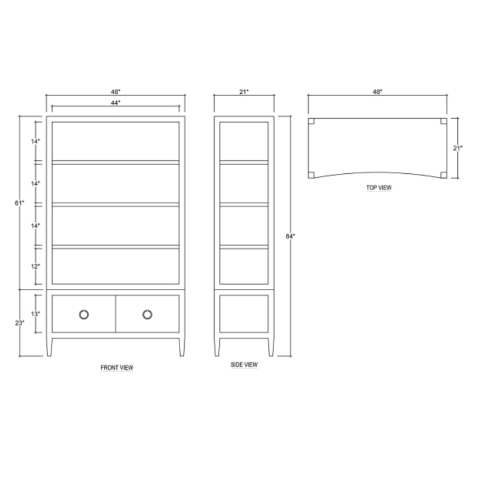 Outside The Box 48x21x82 Westminster White Linen Wrapped Concave Shelving Unit In Dove White