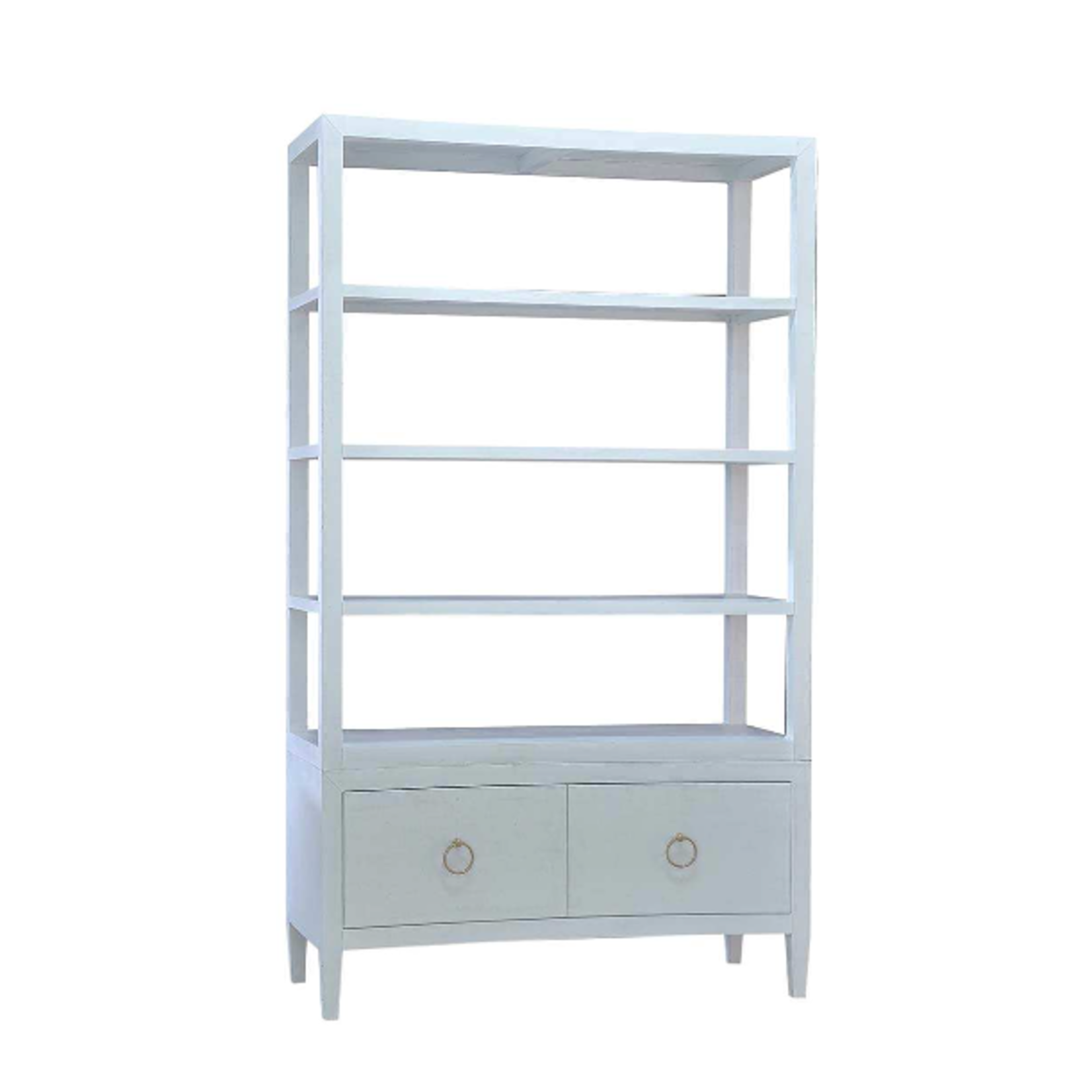 Outside The Box 48x21x82 Westminster White Linen Wrapped Concave Shelving Unit In Dove White