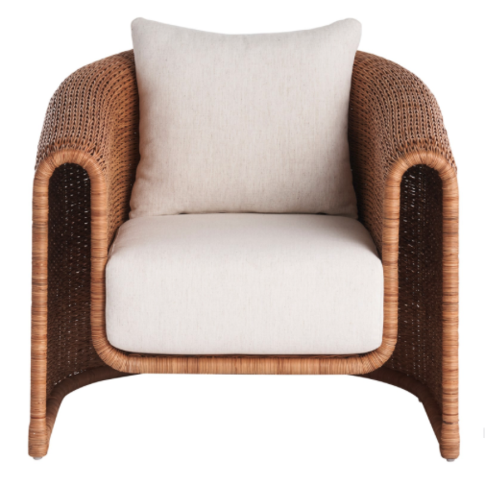 Outside The Box Key Largo Fishbone Weave Rattan & Nomad Snow Performance Cushion Lounge Chair