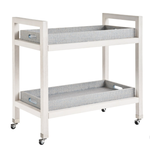 Outside The Box 38x20x36 Del-Ray White Sand Bar Cart With Casters
