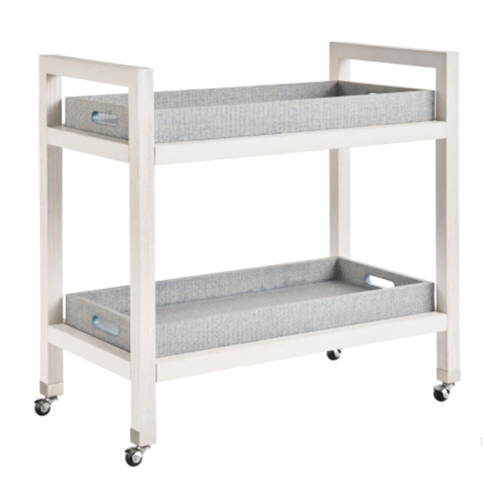 Outside The Box 38x20x36 Del-Ray White Sand Bar Cart With Casters