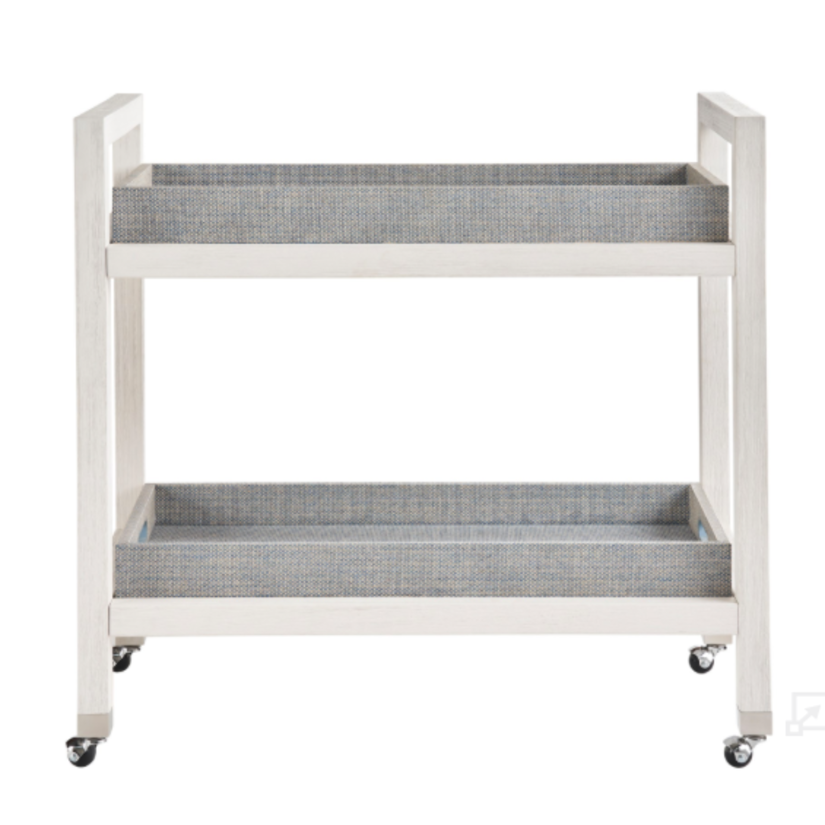 Outside The Box 38x20x36 Del-Ray White Sand Bar Cart With Casters