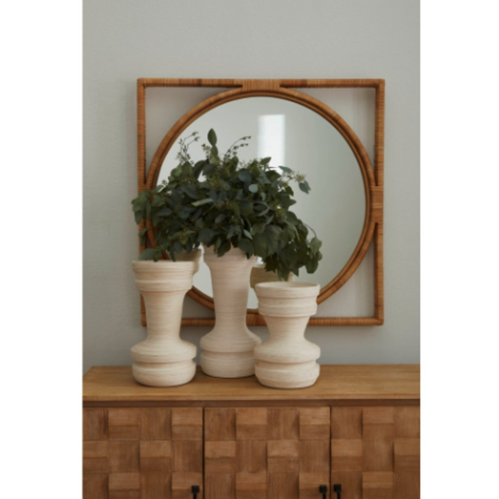 Outside The Box 15" Tara Off-White Striated Earthenware Ceramic Vase