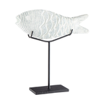 Outside The Box 14" Grouper Clear & Frosted Glass Sculpture With Iron Base