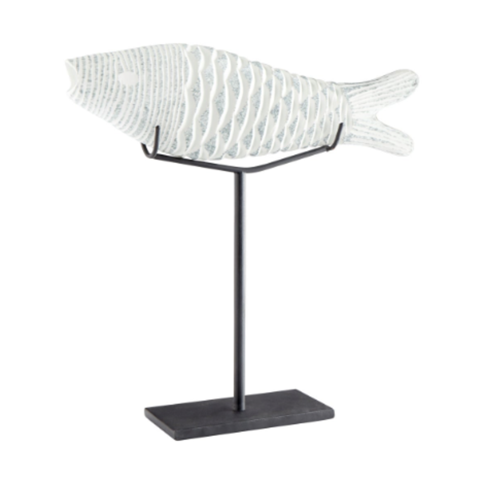 Outside The Box 16" Grouper Clear & Frosted Glass Sculpture With Iron Base