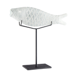 Outside The Box 20" Grouper Clear & Frosted Glass Sculpture With Iron Base