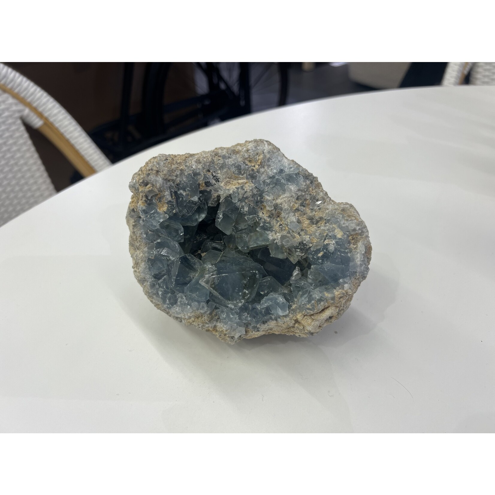 Outside The Box 6" x 6" x 5" Raw Celestite Geode Standing Cluster
