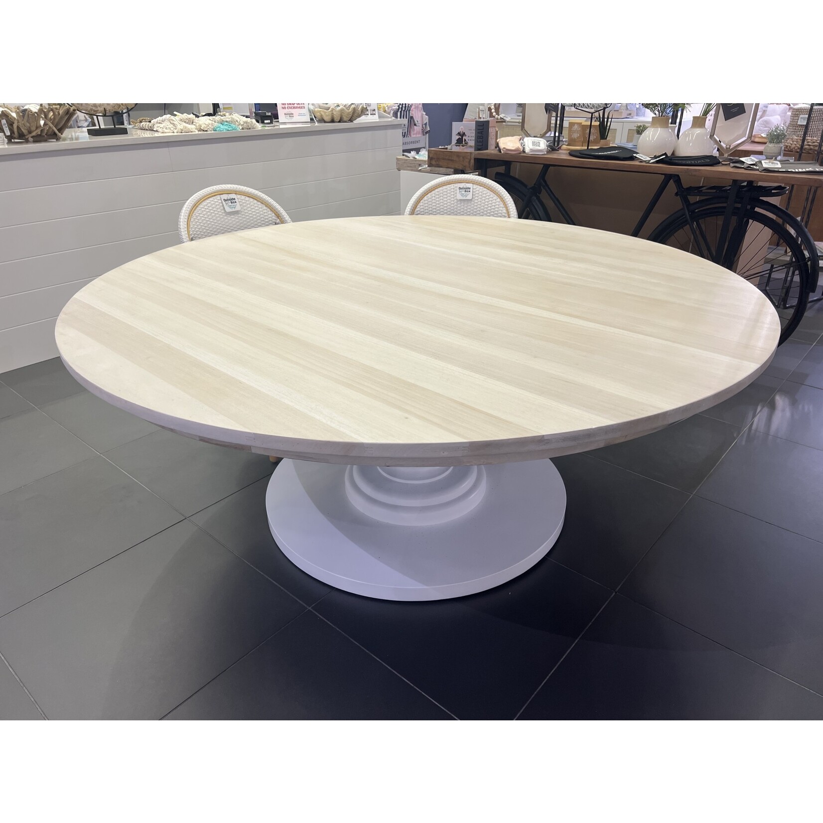 Outside The Box 72" Bleached Goucho Mahogany Round Trestle Dining Table