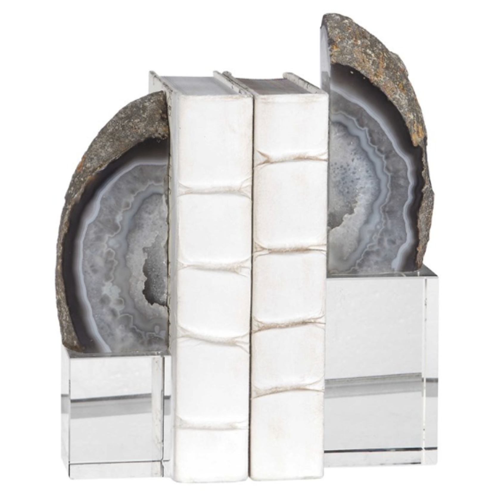 Outside The Box 13" & 11" Set Of 2 Amiya Gray Marble Unfinished Edge Bookends