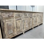 Outside The Box 128x16x37 White Washed Reclaimed Wood 8 Drawer Sideboard