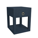 Outside The Box 18x20x23 Ventura Pacific Blue Raffia Small Square Table With Drawer