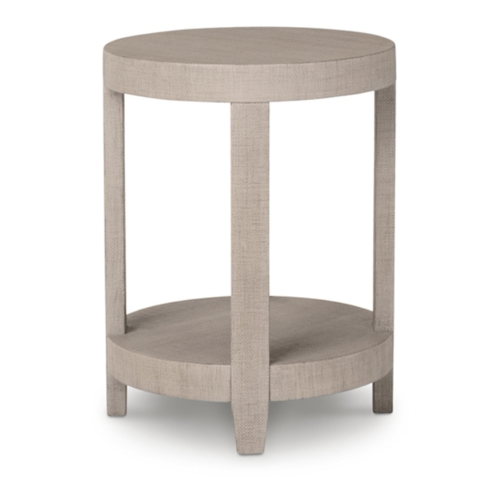 Outside The Box 17x22 Ventura Sand Gray Raffia Round Lamp Table