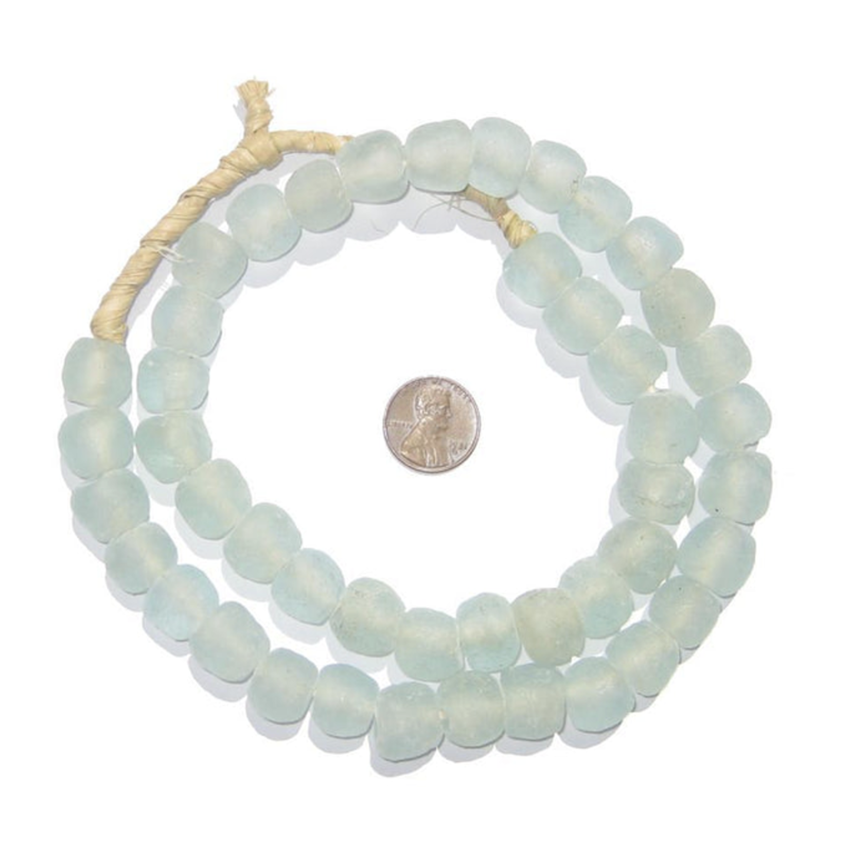 Outside The Box 24" Aqua Clear Recycled Glass Beads 14mm