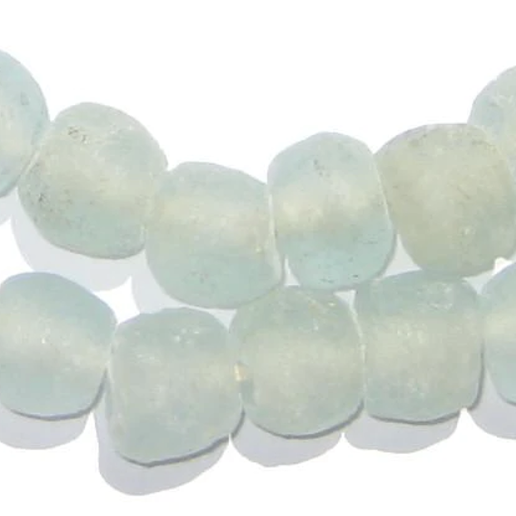 Outside The Box 24" Aqua Clear Recycled Glass Beads 14mm